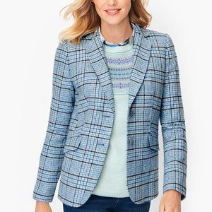 Talbots LIKE NEW Classic Shetland Blue Plaid Blazer